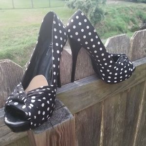Peep Toe Polka Dot Stilettos heels Journey's SHi